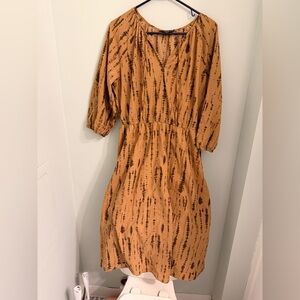 Simply Vera Vera Wang Rust-Tan Patterned Midi Dress